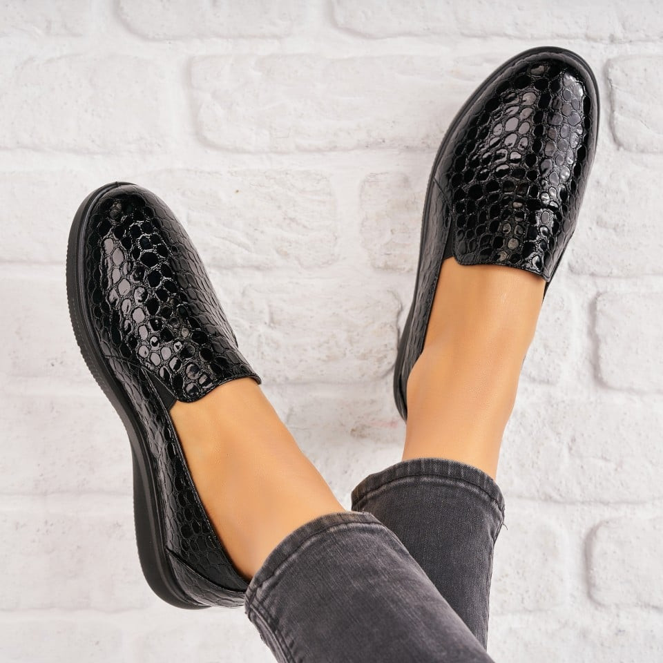 Γυναικεία Casual Παπούτσια Οικολογικό Γυρισμένο Δέρμα Μαύρο A4796