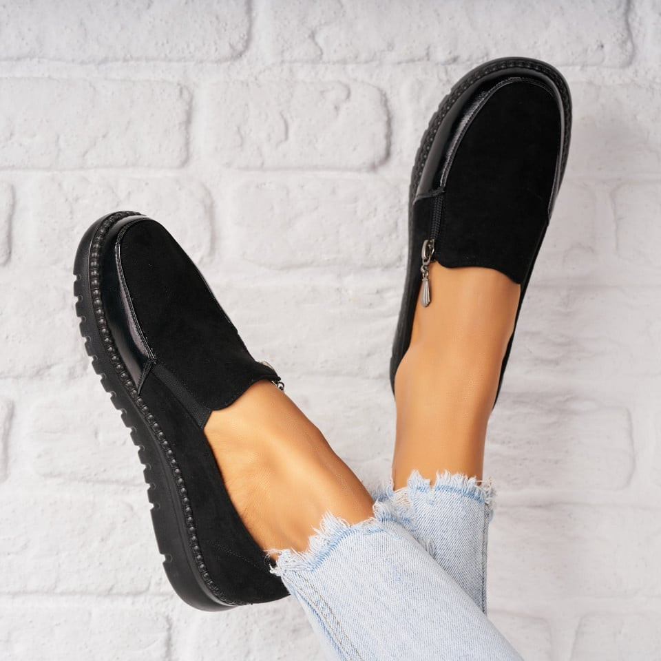 Γυναικεία Casual Παπούτσια Οικολογικό Γυρισμένο Δέρμα Μαύρο Nawal A3564