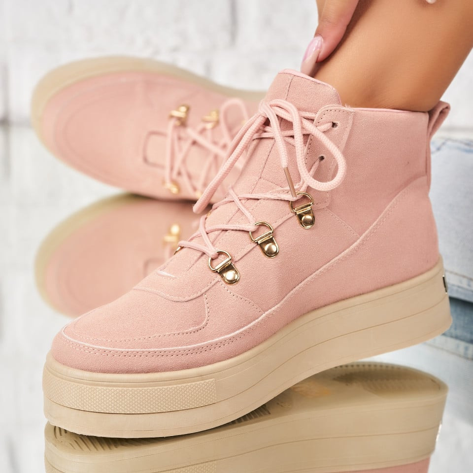 Γυναικεία sneakers Οικολογικό Γυρισμένο Δέρμα Ροζ Quieara A1973