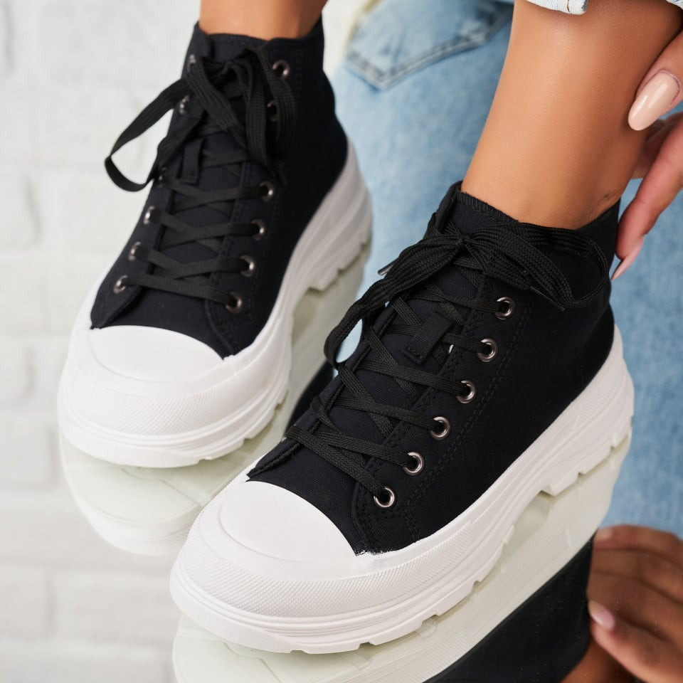 Γυναικεία sneakers Ύφασμα Μαύρο Jennessa A1963