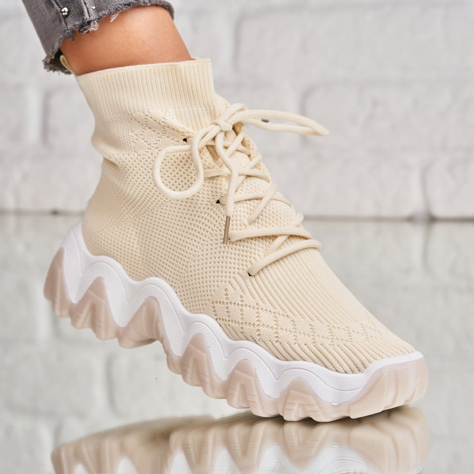 Γυναικεία sneakers Ύφασμα Μπεζ Gurbina A1867