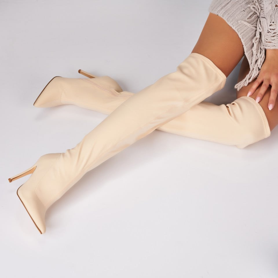 Γυναικείες Χειμερινές Μπότες Ύφασμα Crem Skyelynne A2478