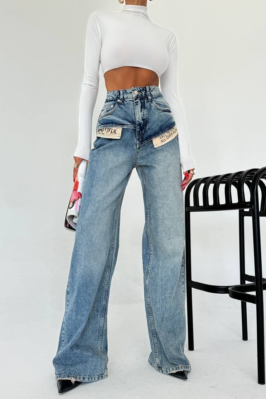 Γυναικείο τζιν Oversize Γαλάζιο Xiomara