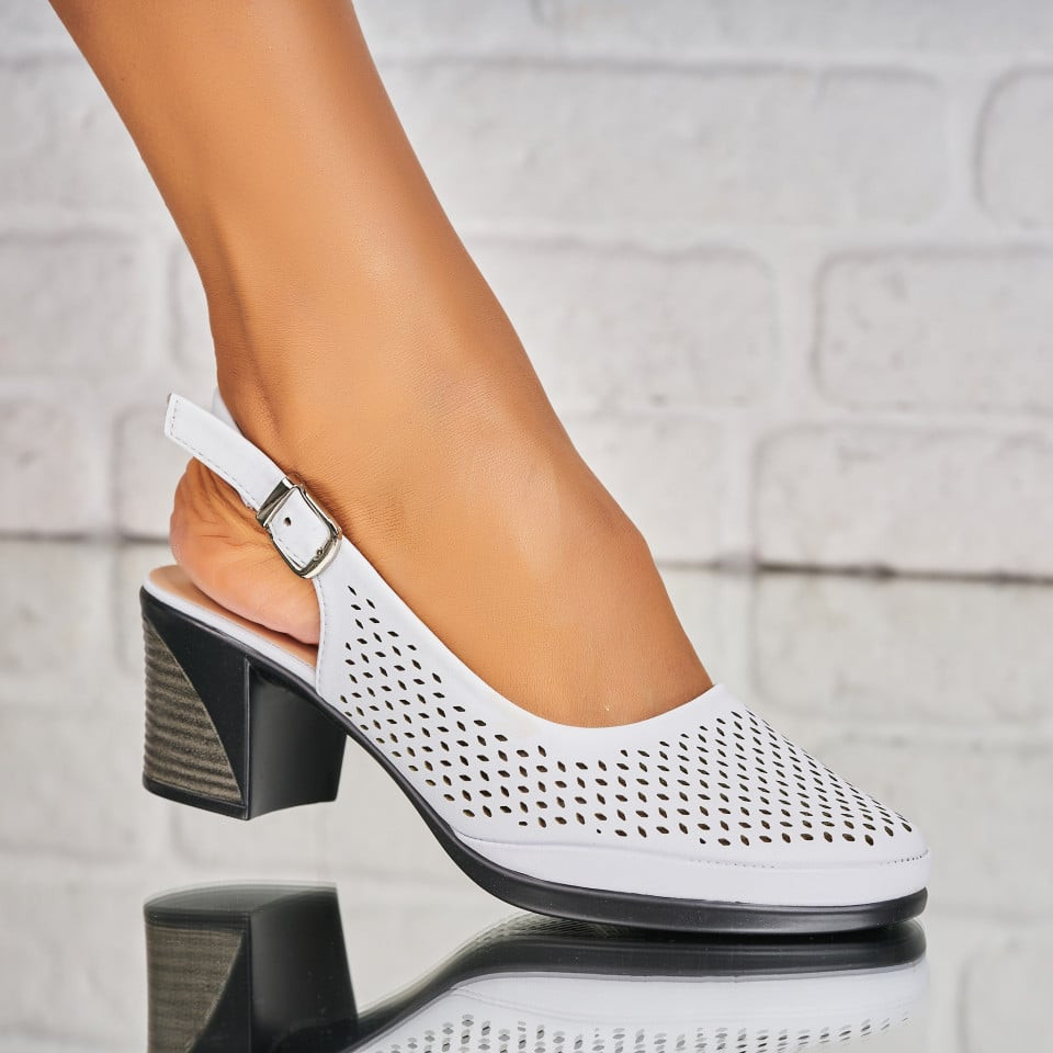 Γυναικεία Παπούτσια με Τακούνι Οικολογικό Δέρμα Άσπρο Caizlee A4206