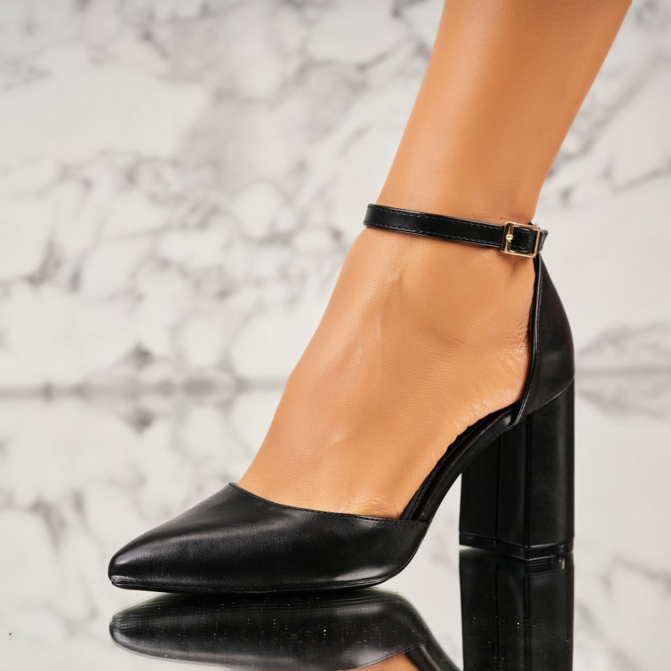 Γυναικεία Παπούτσια με Τακούνι Οικολογικό Δέρμα Μαύρο Vianke A3960