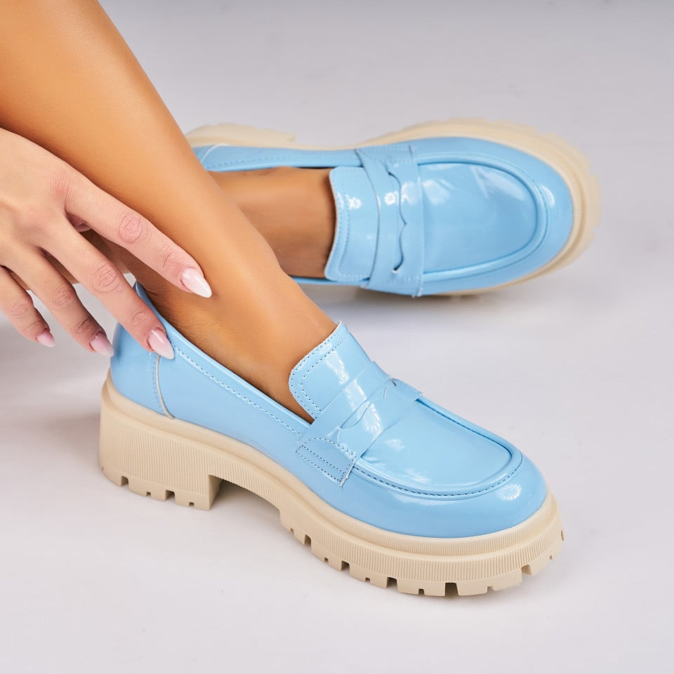 Γυναικεία Casual Παπούτσια Οικολογικό Γυαλισμένο Δέρμα Γαλάζιο Saina2 A4273