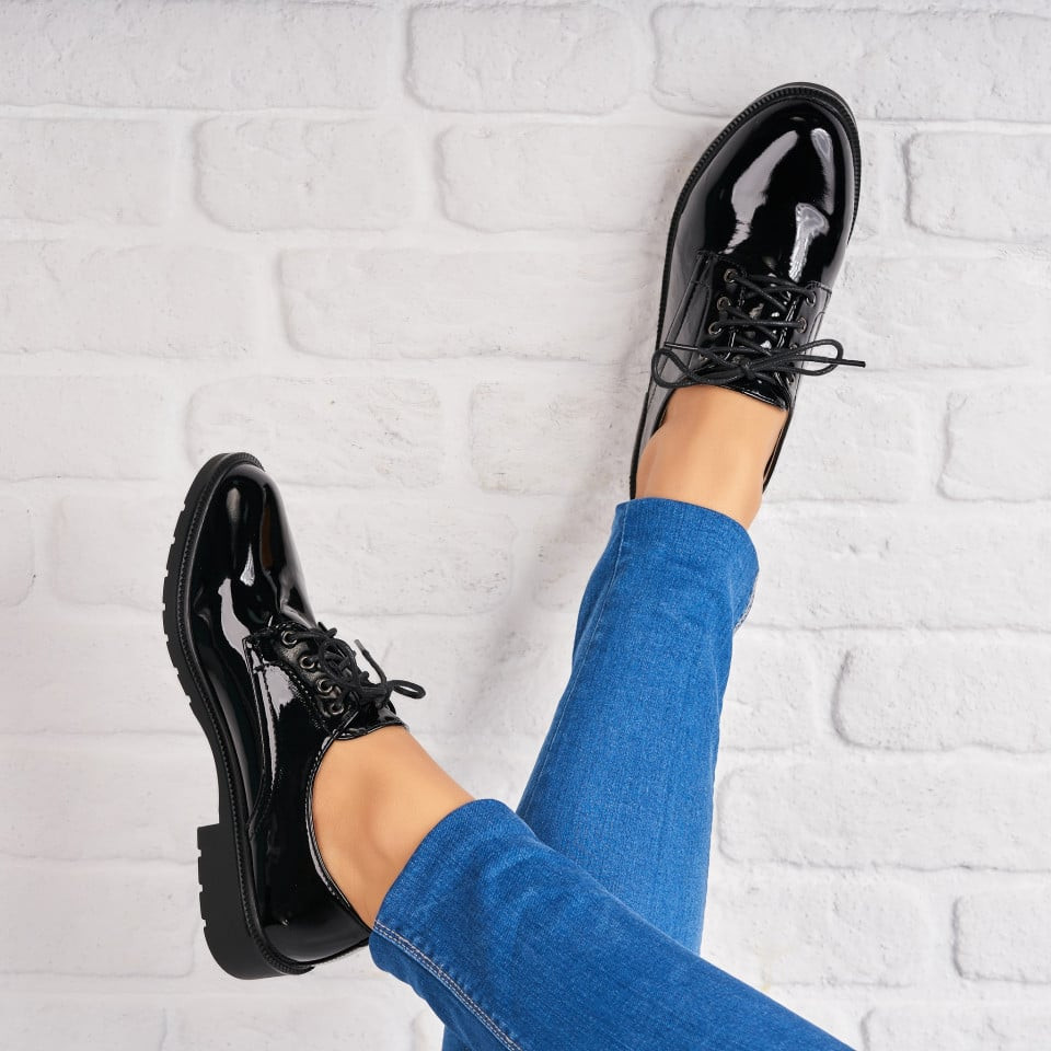 Γυναικεία Casual Παπούτσια Οικολογικό Γυαλισμένο Δέρμα Μαύρο Laikly A4396