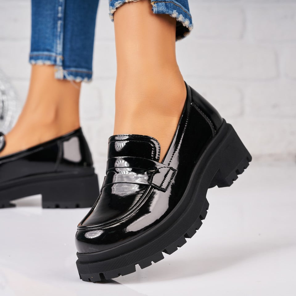 Γυναικεία Casual Παπούτσια Οικολογικό Γυαλισμένο Δέρμα Μαύρο Saina2 A3847