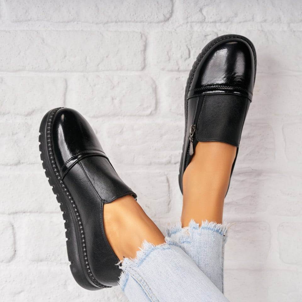 Γυναικεία Casual Παπούτσια Οικολογικό Δέρμα Μαύρο Lurina A3562