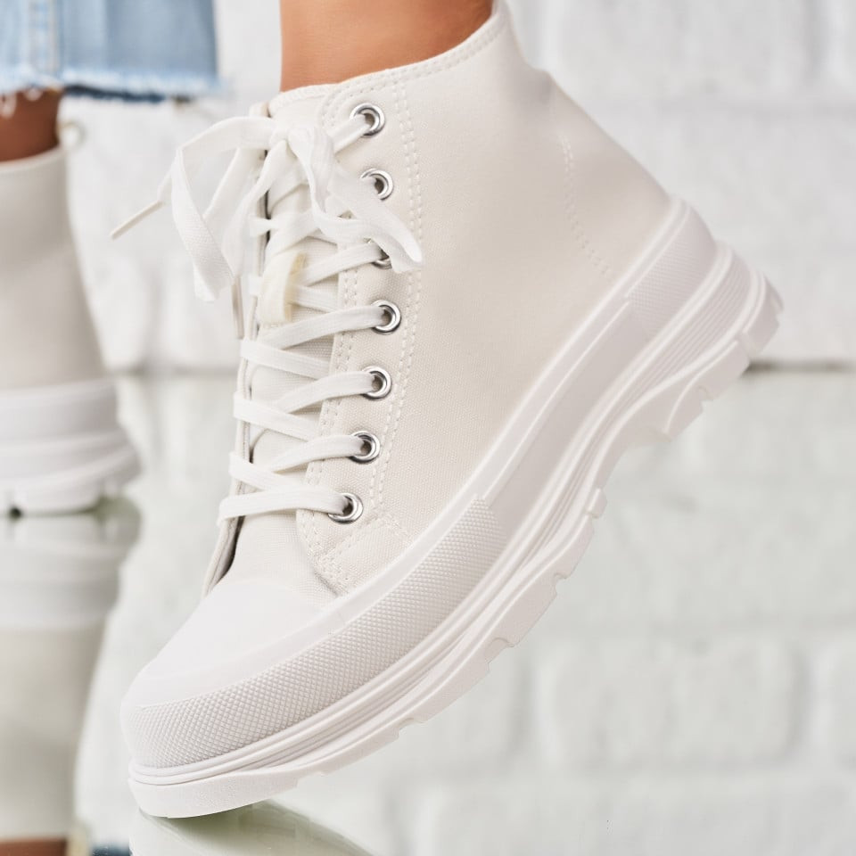 Γυναικεία sneakers Ύφασμα Άσπρο Jennessa A1964