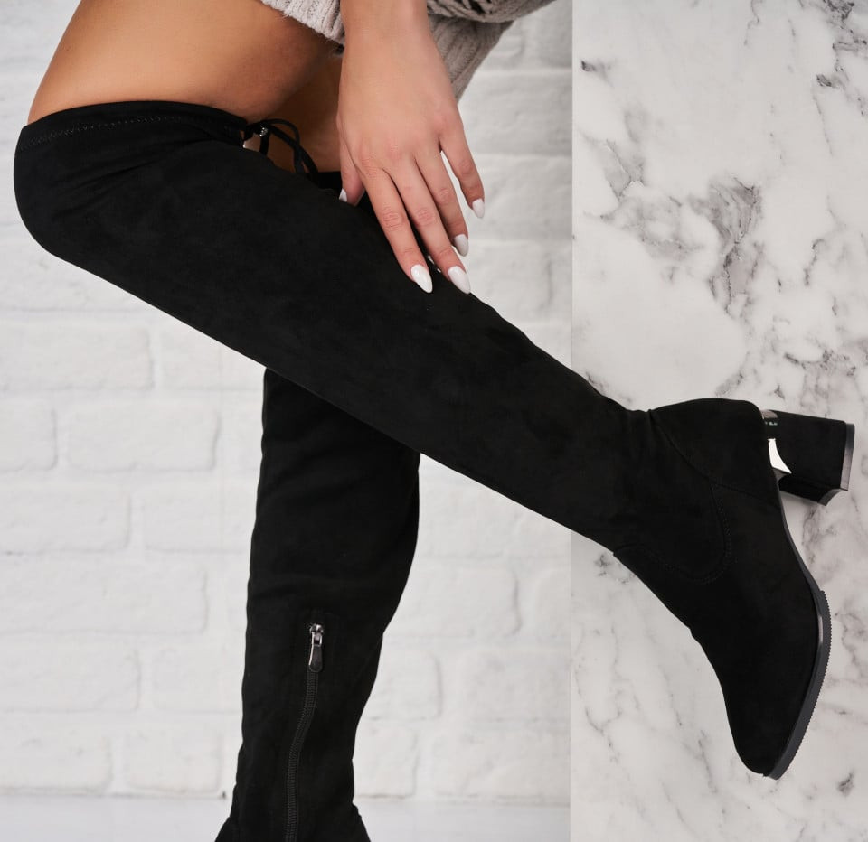 Γυναικείες Μπότες με γούνα Οικολογικό Γυρισμένο Δέρμα Μαύρο Edidia2