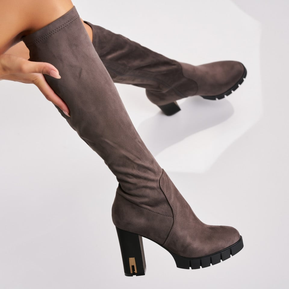 Γυναικείες Χειμερινές Μπότες Οικολογικό Γυρισμένο Δέρμα Γκρι Marquita A2239
