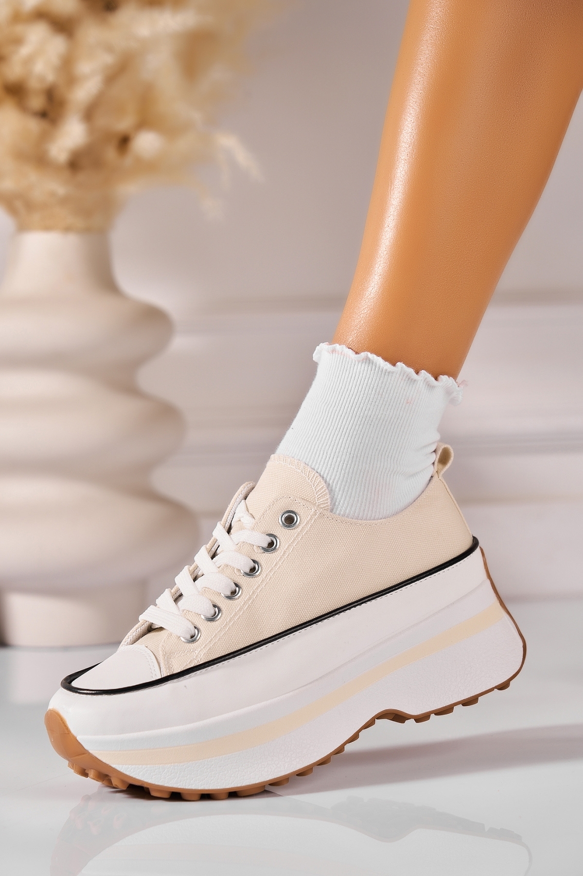 Γυναικεία sneakers Ύφασμα Μπεζ Joline