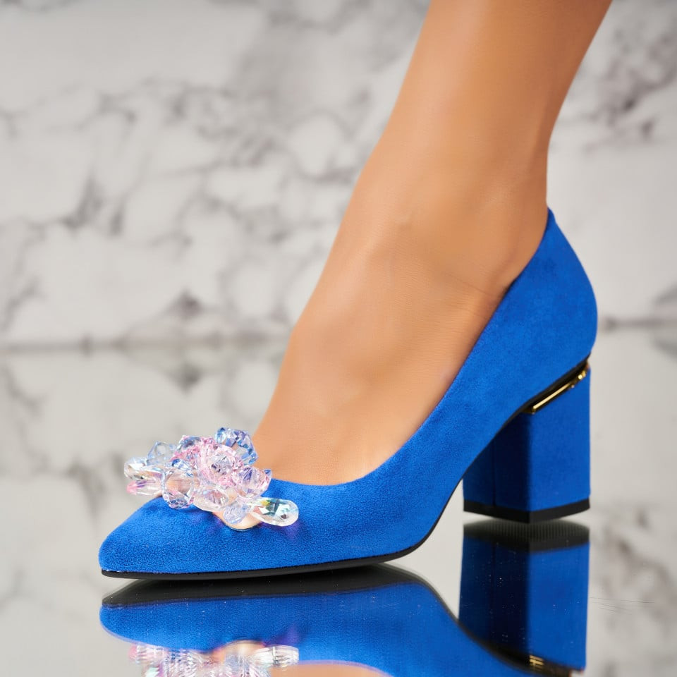Γυναικεία Παπούτσια με Τακούνι Οικολογικό Γυρισμένο Δέρμα Γαλάζιο Easton A3657
