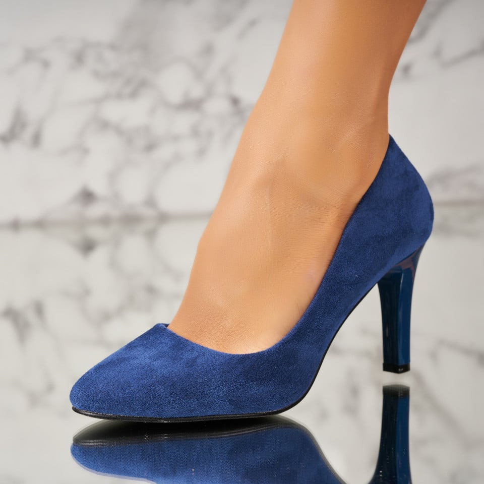 Γυναικεία Παπούτσια με Τακούνι Οικολογικό Γυρισμένο Δέρμα Μπλε Hartlee A3667