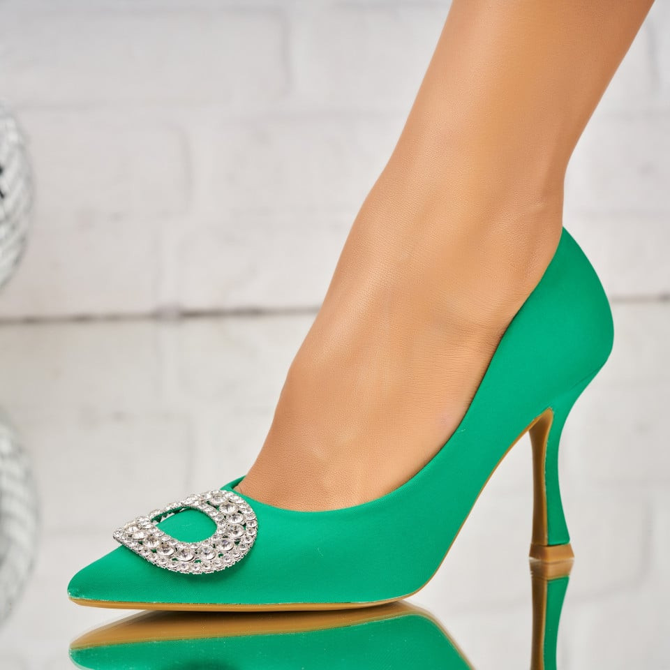 Γυναικεία Τακούνια Stiletto Ύφασμα Πράσινο Prema A3725