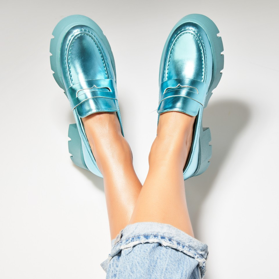 Γυναικεία Casual Παπούτσια Οικολογικό Γυαλισμένο Δέρμα Γαλάζιο Lyndon A7199