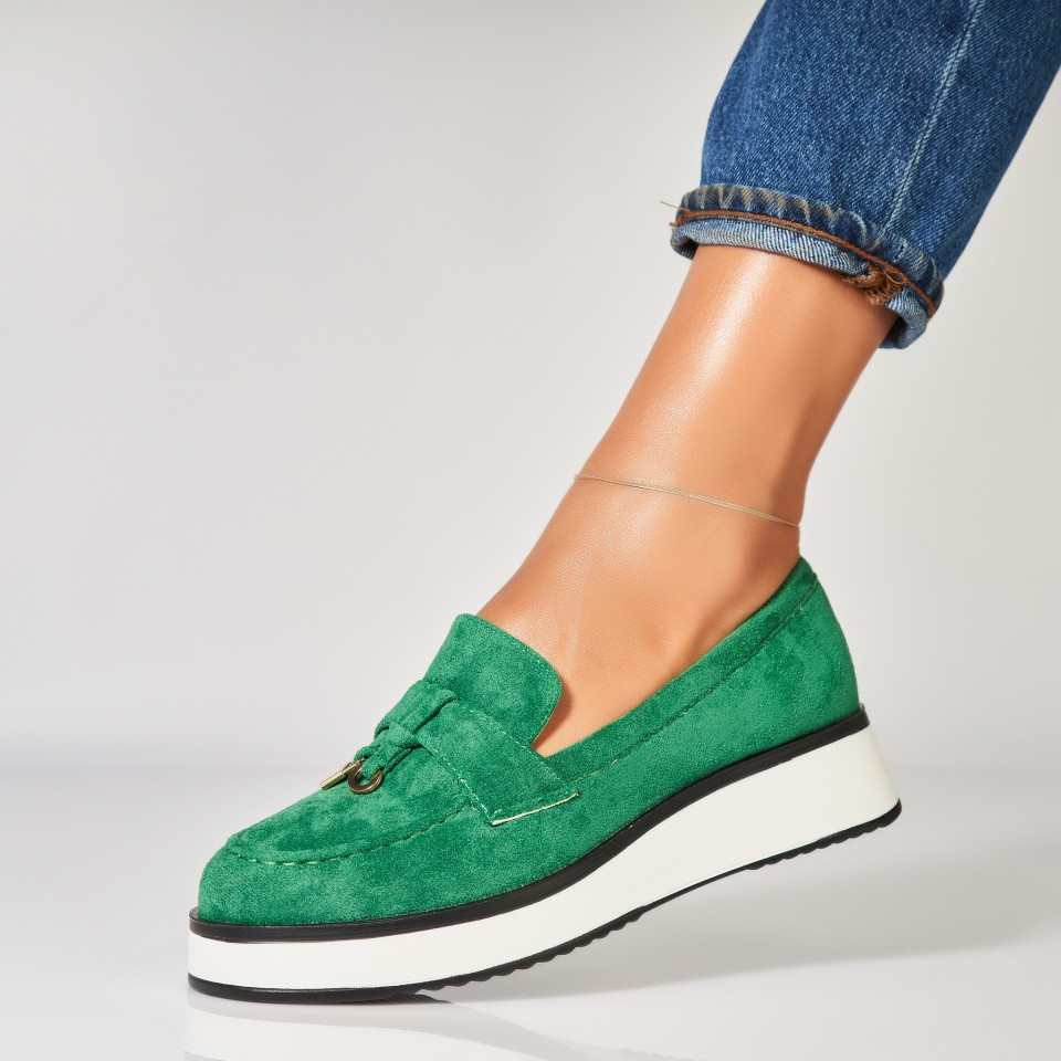 Γυναικεία Casual Παπούτσια Οικολογικό Γυρισμένο Δέρμα Πράσινο Athie A7068