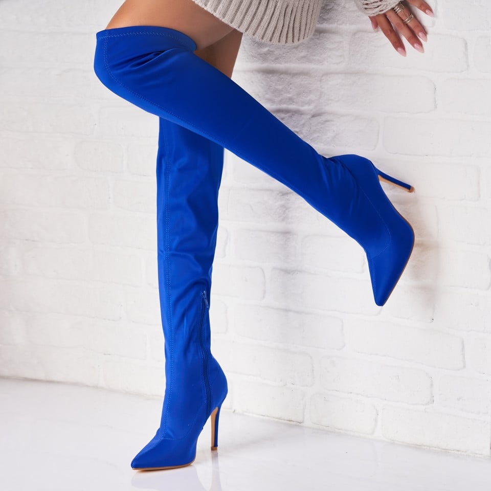 Γυναικείες Χειμερινές Μπότες Ύφασμα Μπλε Skyelynne A2480