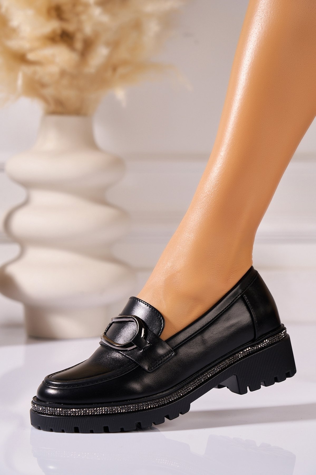Γυναικεια Loafers Οικολογικό Δέρμα Μαύρο Theresa