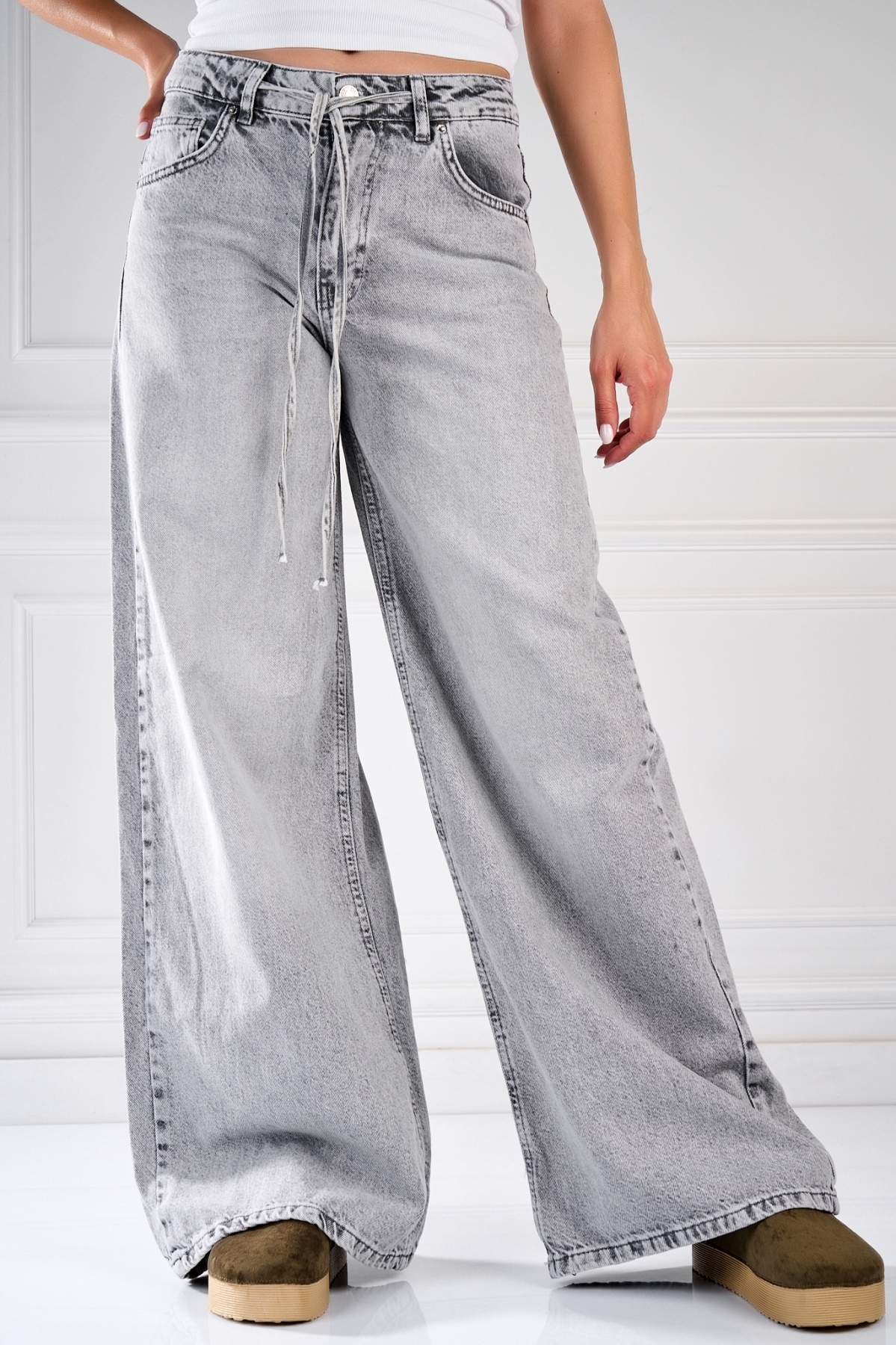 Γυναικείο τζιν Oversize Γκρι Lavika