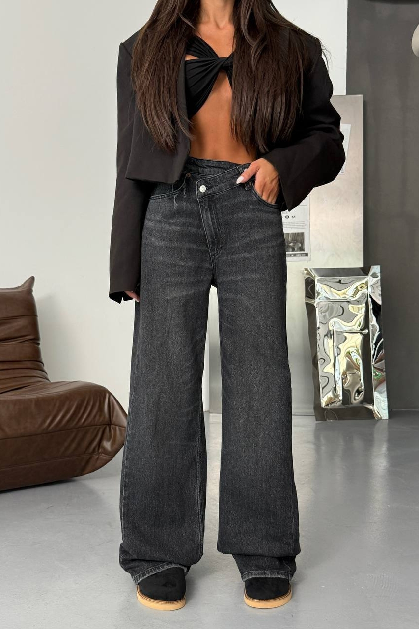 Γυναικείο τζιν Oversize Μαύρο Lashira