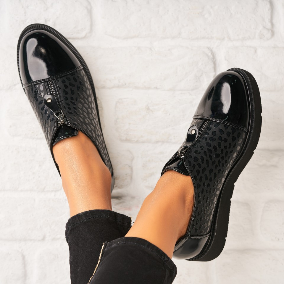 Γυναικεία Casual Παπούτσια Οικολογικό Γυαλισμένο Δέρμα Μαύρο Daesyn A5783