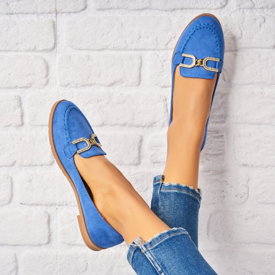 Γυναικεία Casual Παπούτσια Οικολογικό Γυρισμένο Δέρμα Μπλε Janella A3813