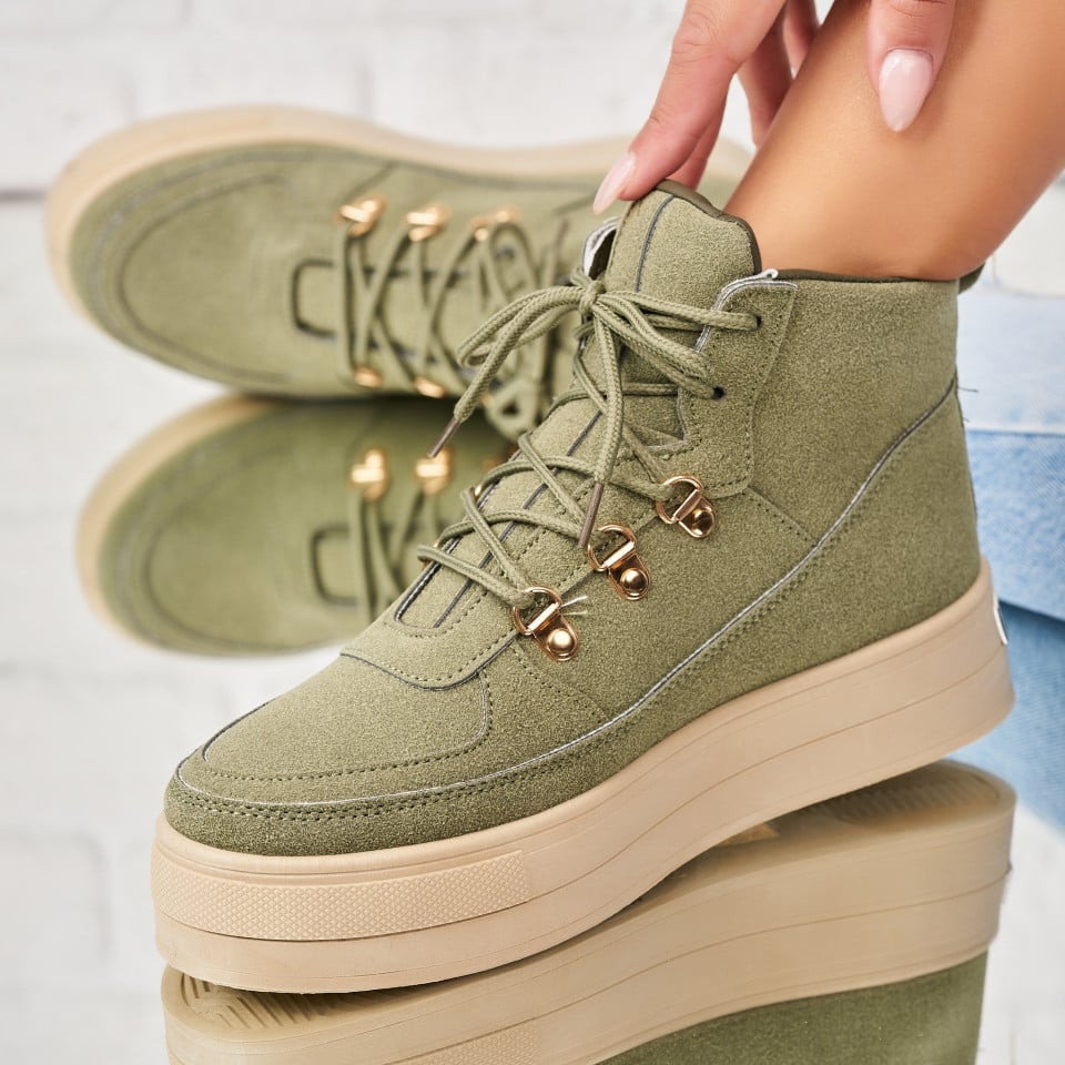 Γυναικεία sneakers Οικολογικό Γυρισμένο Δέρμα Πράσινο Quieara A1976