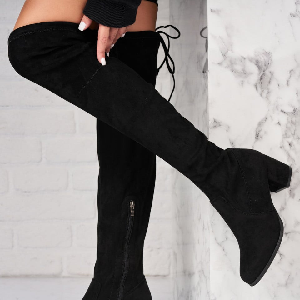 Γυναικείες Μπότες με γούνα Οικολογικό Γυρισμένο Δέρμα Μαύρο Payslei A3296