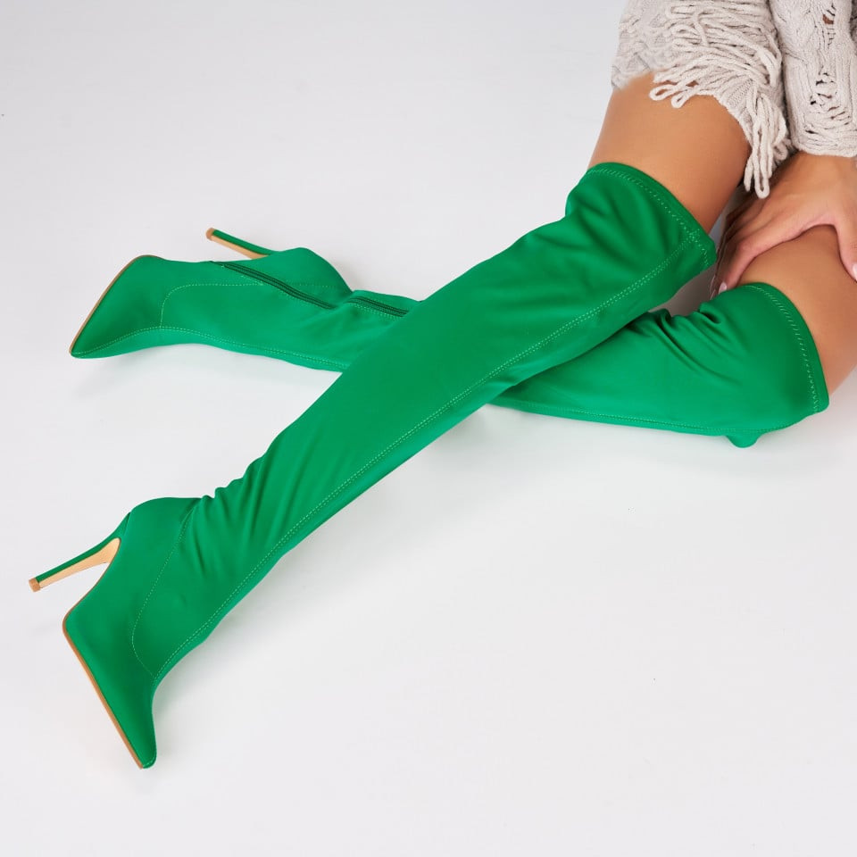 Γυναικείες Χειμερινές Μπότες Ύφασμα Πράσινο Skyelynne A2481