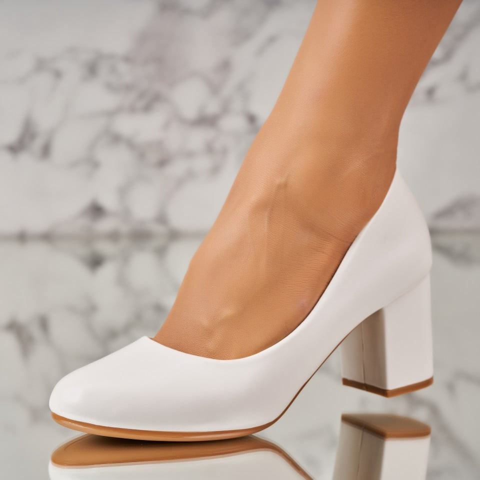 Γυναικεία Παπούτσια με Τακούνι Οικολογικό Δέρμα Άσπρο Baran A3639