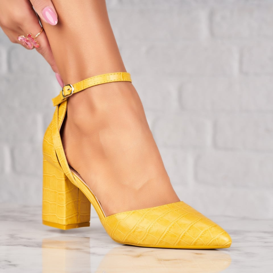 Γυναικεία Παπούτσια με Τακούνι Οικολογικό Δέρμα Κίτρινο Olivine A1005