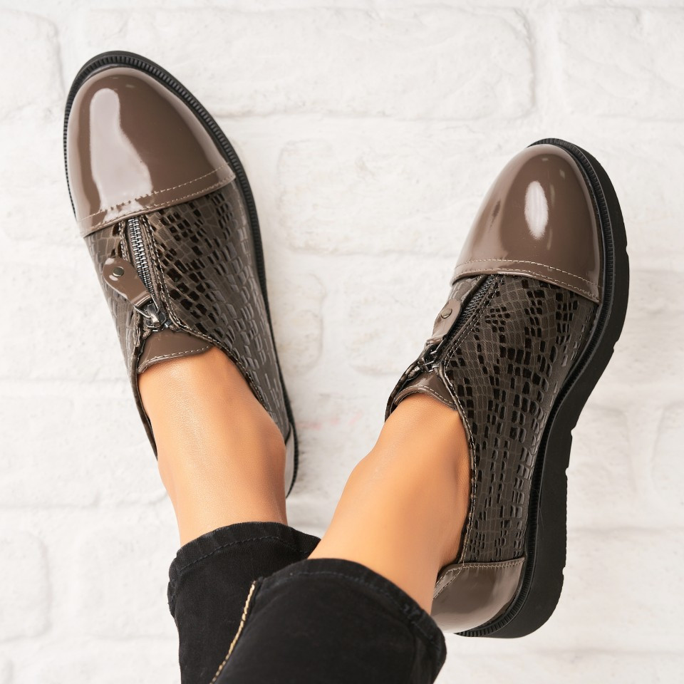 Γυναικεία Casual Παπούτσια Οικολογικό Γυαλισμένο Δέρμα Γκρι Daesyn A5794