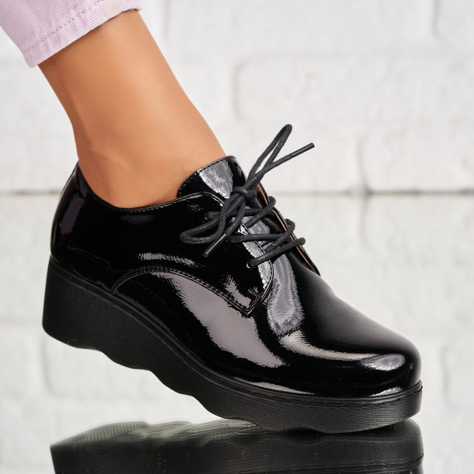 Γυναικεία Casual Παπούτσια Οικολογικό Γυαλισμένο Δέρμα Μαύρο Adna A1913