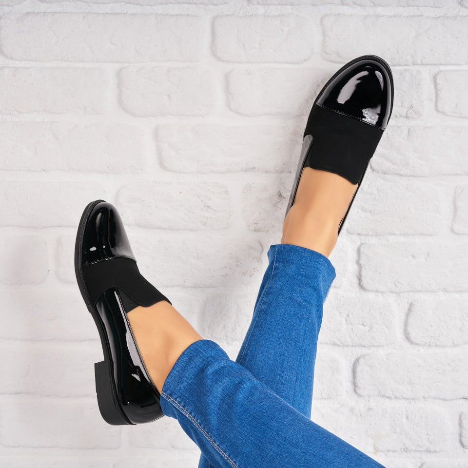 Γυναικεία Casual Παπούτσια Οικολογικό Γυαλισμένο Δέρμα Μαύρο Navre A4363