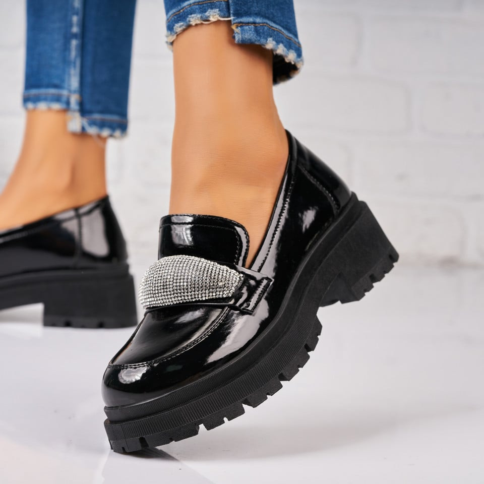 Γυναικεία Casual Παπούτσια Οικολογικό Γυαλισμένο Δέρμα Μαύρο Portia2 A3850