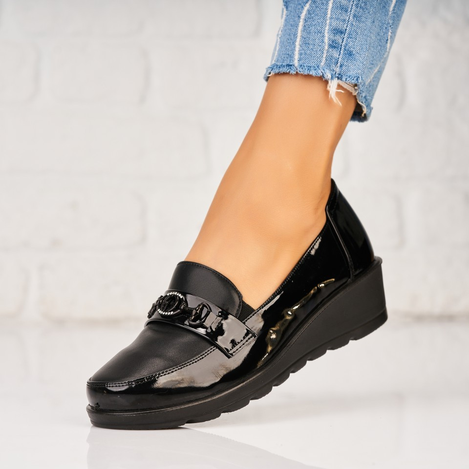Γυναικεία Casual Παπούτσια Οικολογικό Γυαλισμένο Δέρμα Μαύρο Zaina A5296