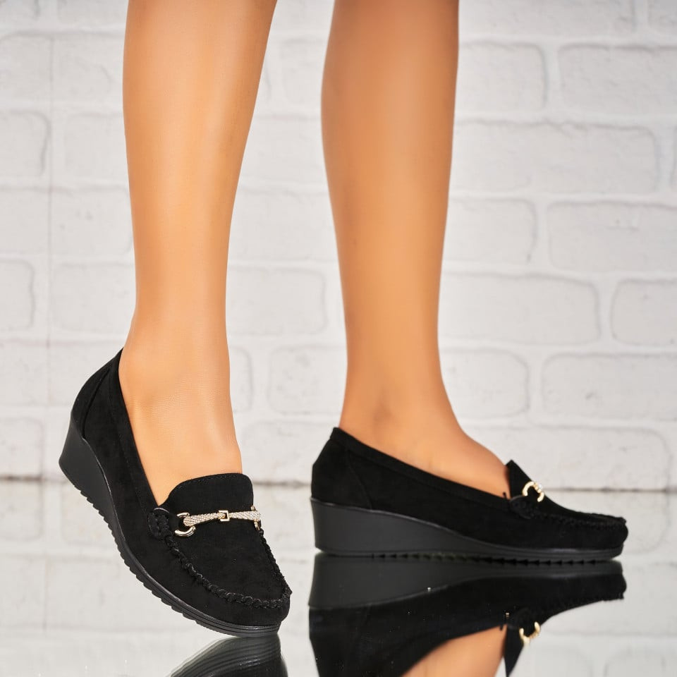 Γυναικεία Casual Παπούτσια Οικολογικό Γυρισμένο Δέρμα Μαύρο Kambria A4232