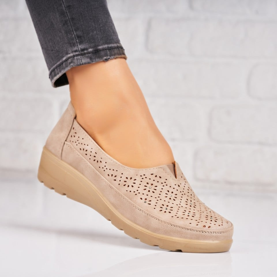 Γυναικεία Casual Παπούτσια Οικολογικό Γυρισμένο Δέρμα Μπεζ A4800