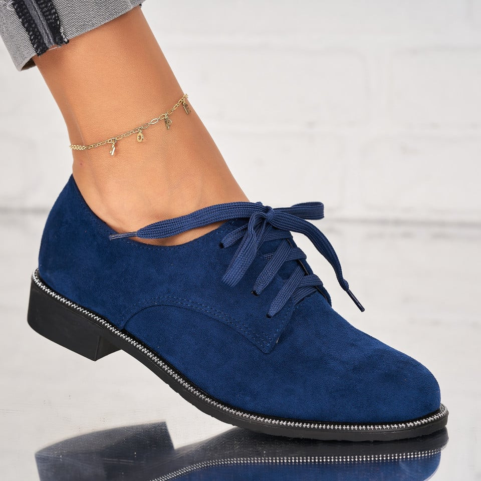 Γυναικεία Casual Παπούτσια Οικολογικό Γυρισμένο Δέρμα Μπλε Arin X7025