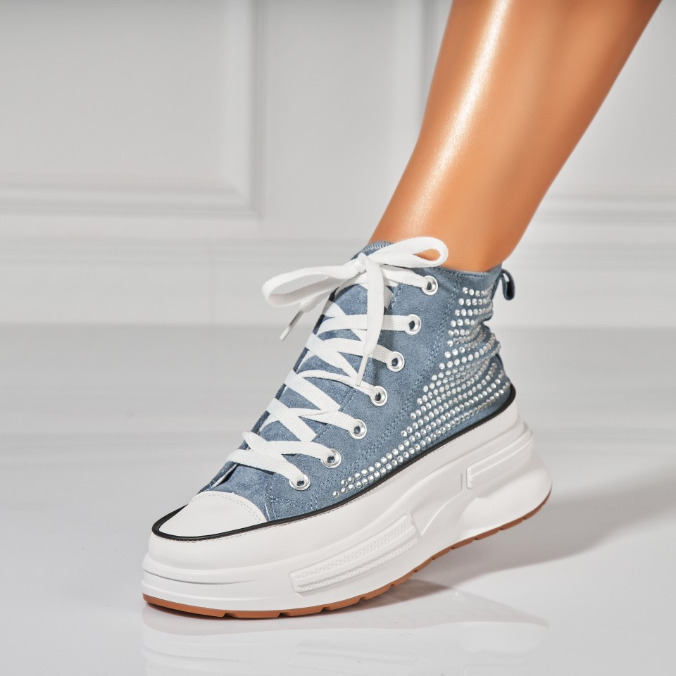 Γυναικεία sneakers Οικολογικό Γυρισμένο Δέρμα Γαλάζιο Anay
