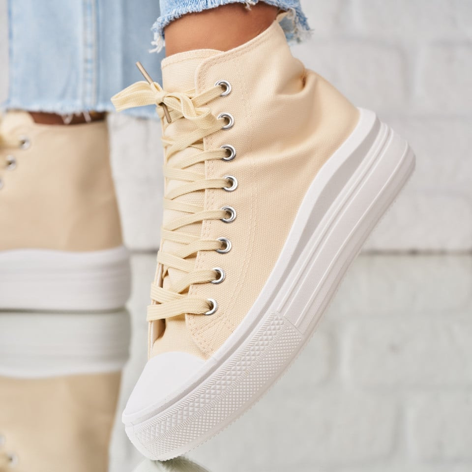 Γυναικεία sneakers Ύφασμα Μπεζ Tazanna A1957