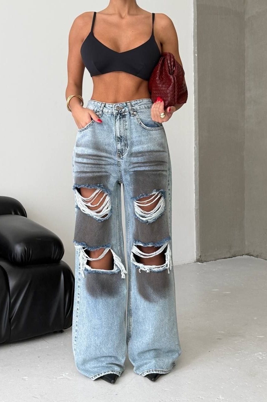 Γυναικείο τζιν Oversize Γαλάζιο Florys