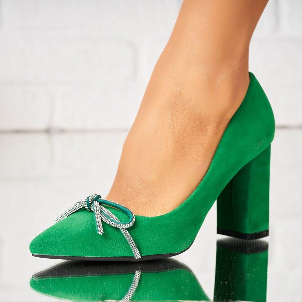 Γυναικεία Παπούτσια με Τακούνι Οικολογικό Γυρισμένο Δέρμα Πράσινο Iyoranna A3603
