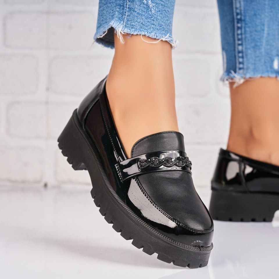 Γυναικεία Casual Παπούτσια Οικολογικό Γυαλισμένο Δέρμα Μαύρο Kadie A4786