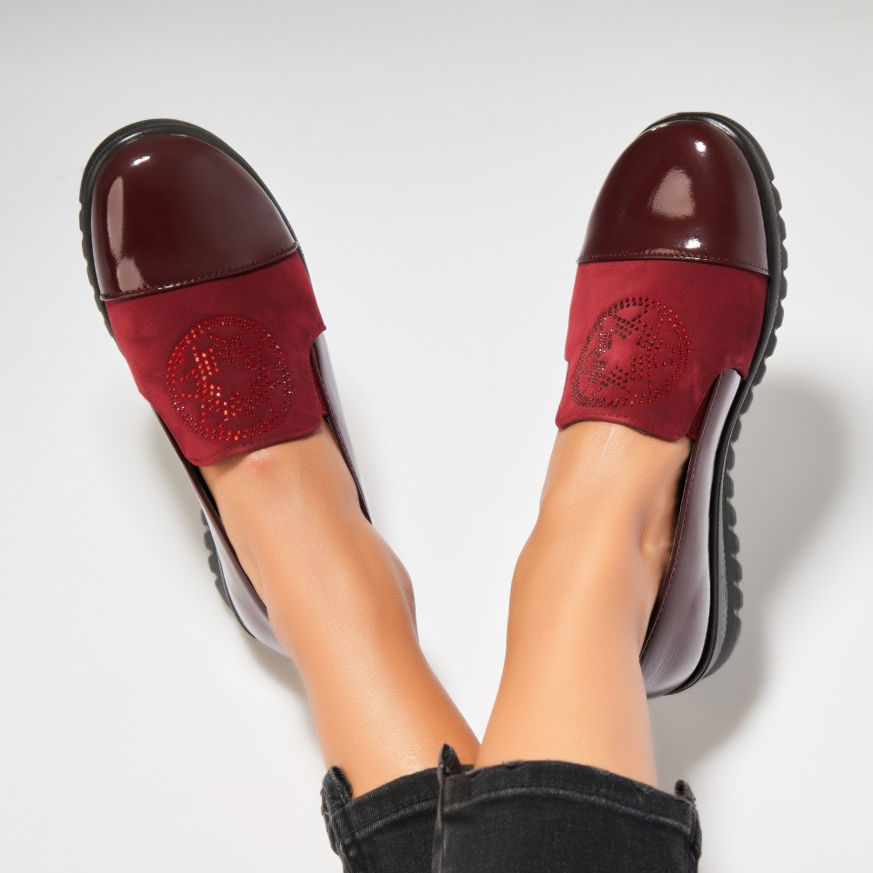 Γυναικεία Casual Παπούτσια Οικολογικό Γυαλισμένο Δέρμα Μπορντό Lukia A6943