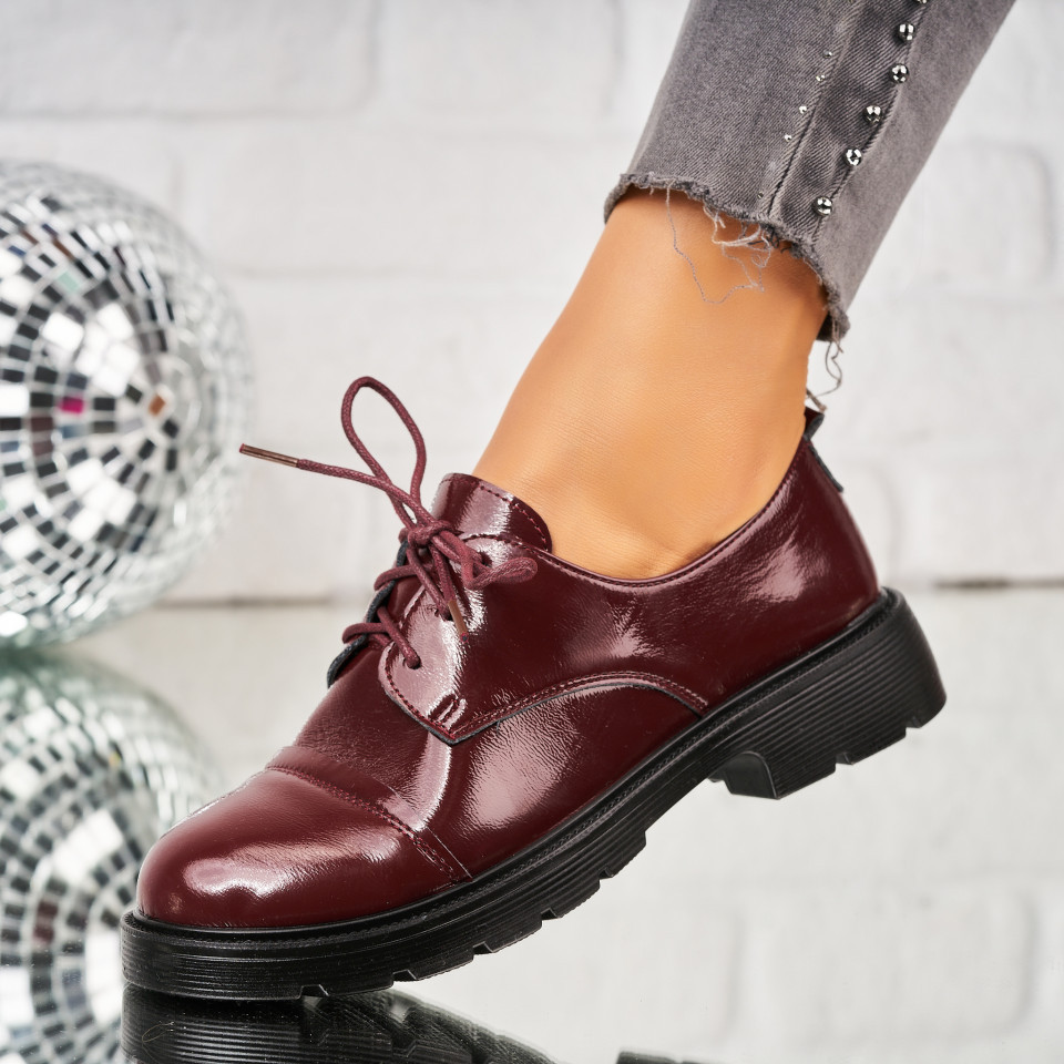 Γυναικεία Casual Παπούτσια Οικολογικό Γυαλισμένο Δέρμα Μπορντό Sloan A3555