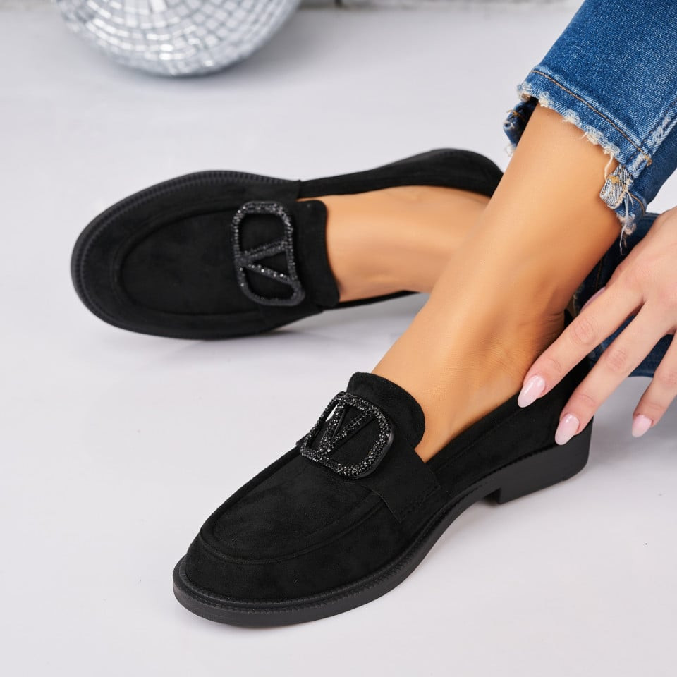 Γυναικεία Casual Παπούτσια Οικολογικό Γυρισμένο Δέρμα Μαύρο Kanika A3815