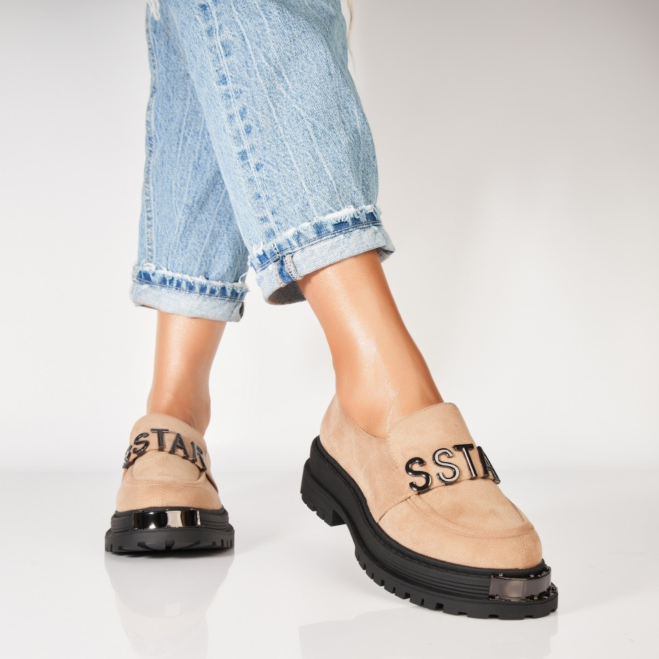 Γυναικεία Casual Παπούτσια Οικολογικό Γυρισμένο Δέρμα Μπεζ Similo A7445